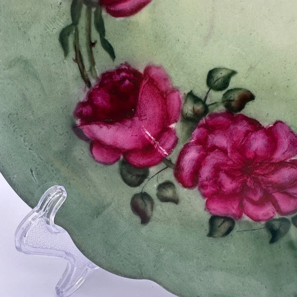 Bavaria Geo H Bowman Findlay Hand Painted Pink Rose Scalloped Plate M Grosse